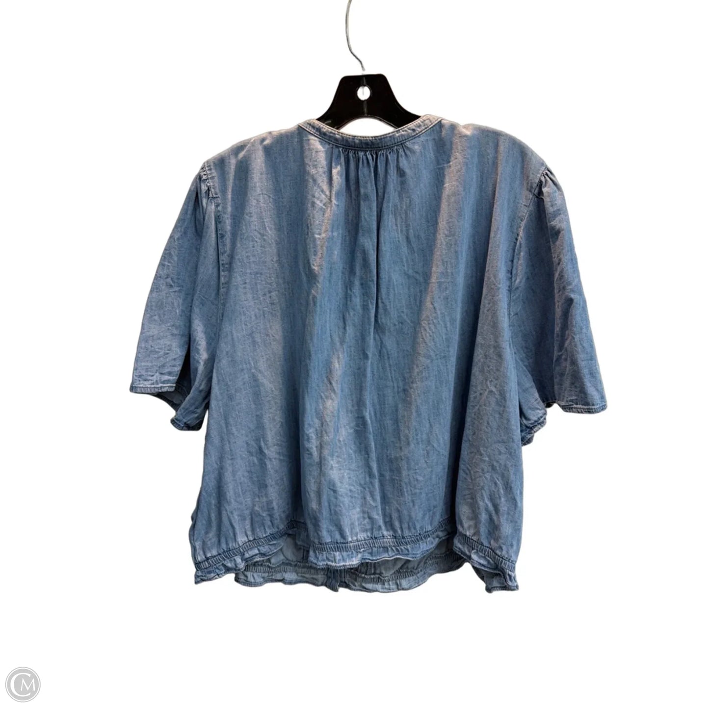 Top Short Sleeve By Gap In Blue Denim, Size: Xxl