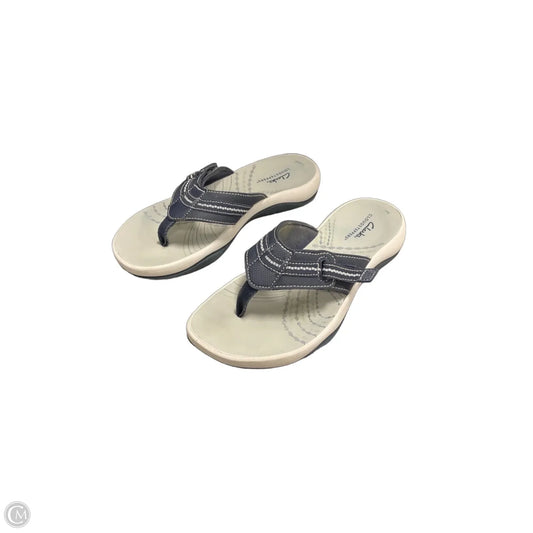 Sandals Flip Flops By Clarks In Blue & Grey, Size: 7