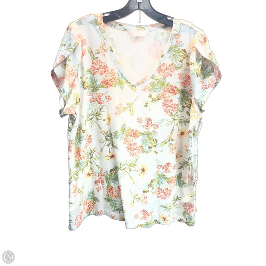 Top Short Sleeve By Lc Lauren Conrad In Floral Print, Size: Xl
