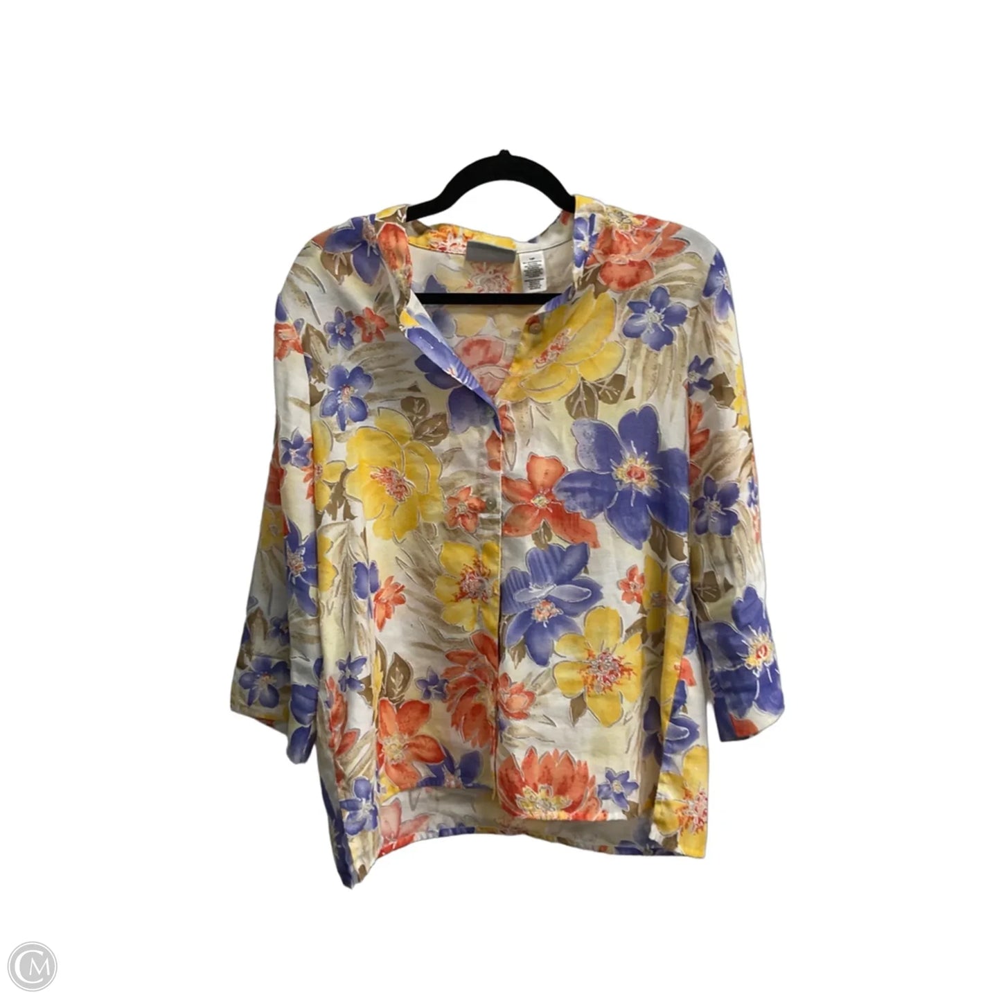 Top Long Sleeve By Alfred Dunner In Floral Print, Size: Lp