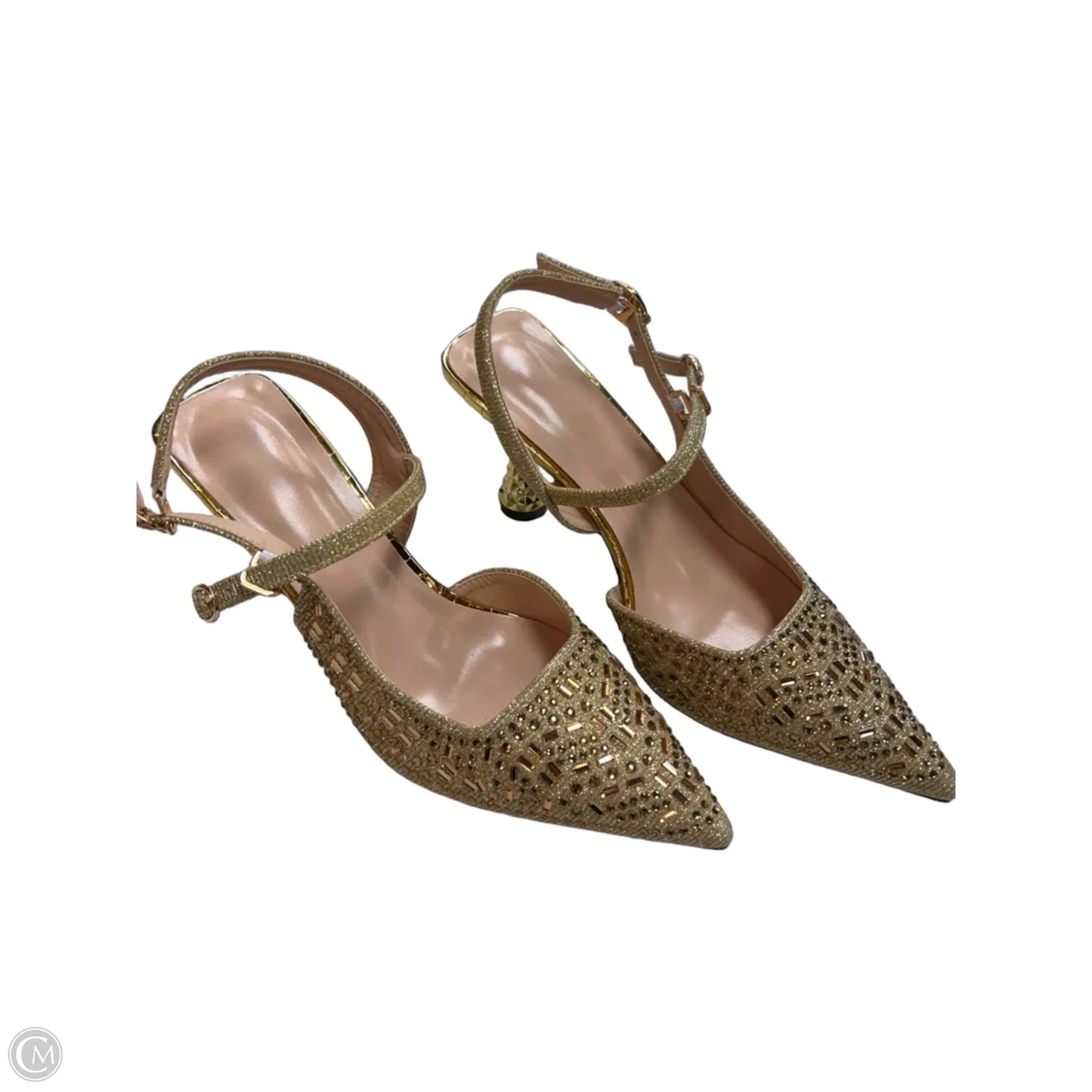 Shoes Heels Kitten By Clothes Mentor In Gold, Size: 8.5