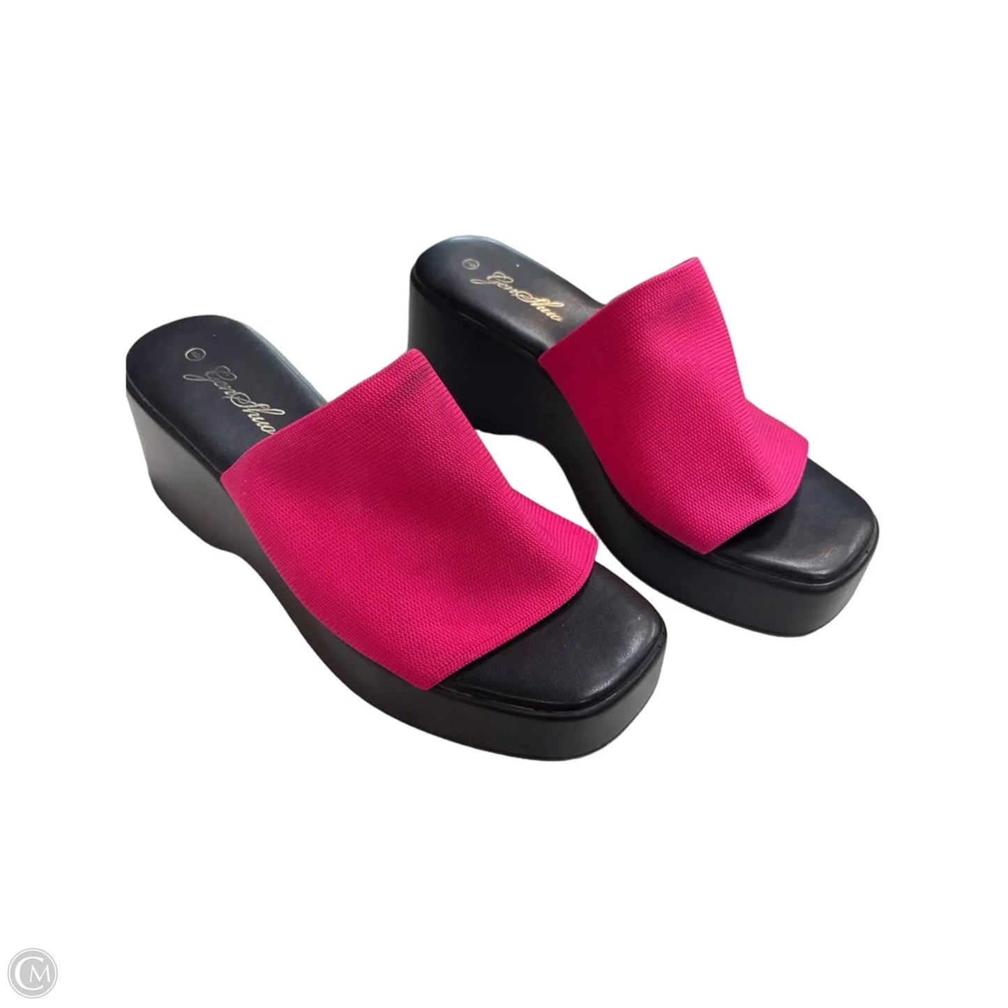 Sandals Heels Platform By Clothes Mentor In Black & Pink, Size: 9