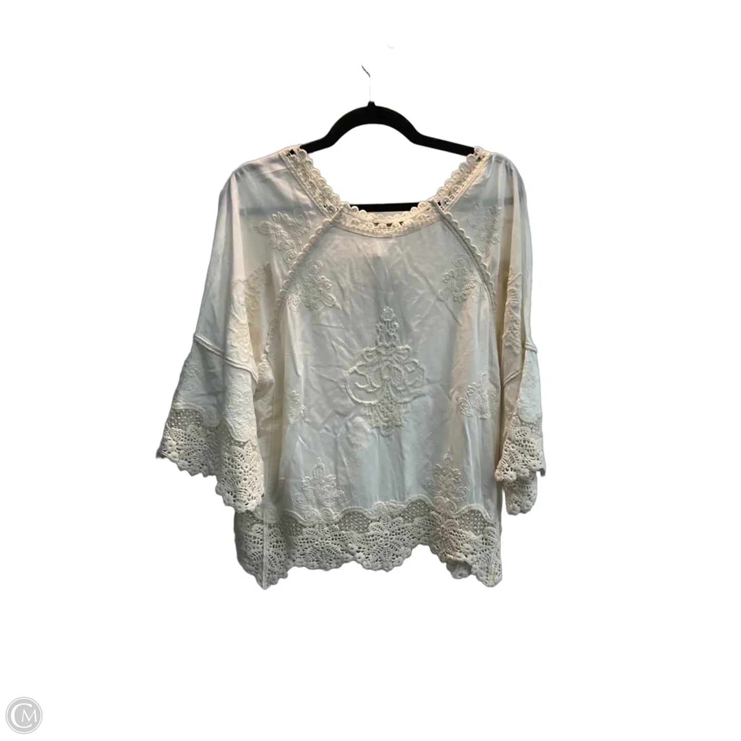 Top Long Sleeve By Democracy In Cream, Size: L