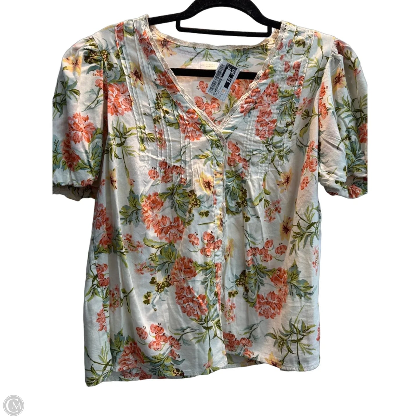 Top Short Sleeve By Lc Lauren Conrad In Floral Print, Size: L