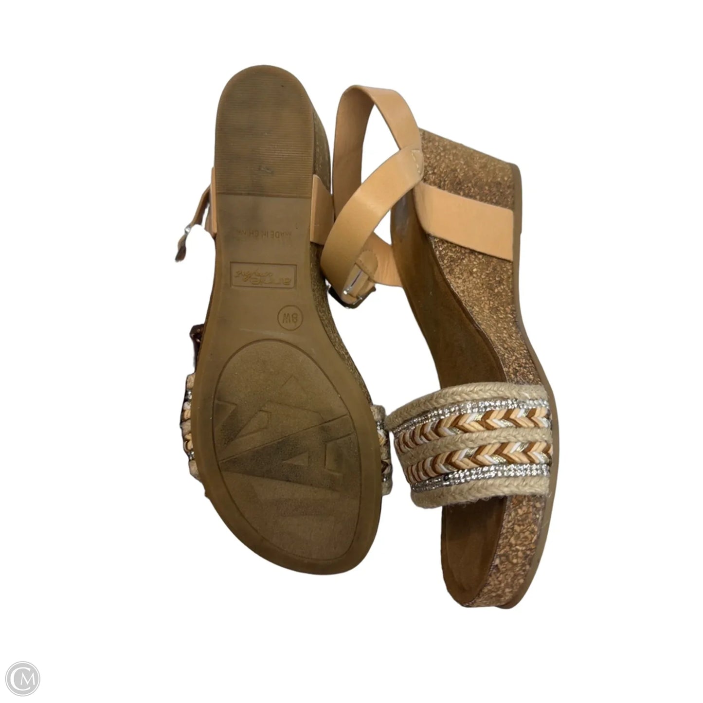 Sandals Heels Wedge By Clothes Mentor In Tan, Size: 8