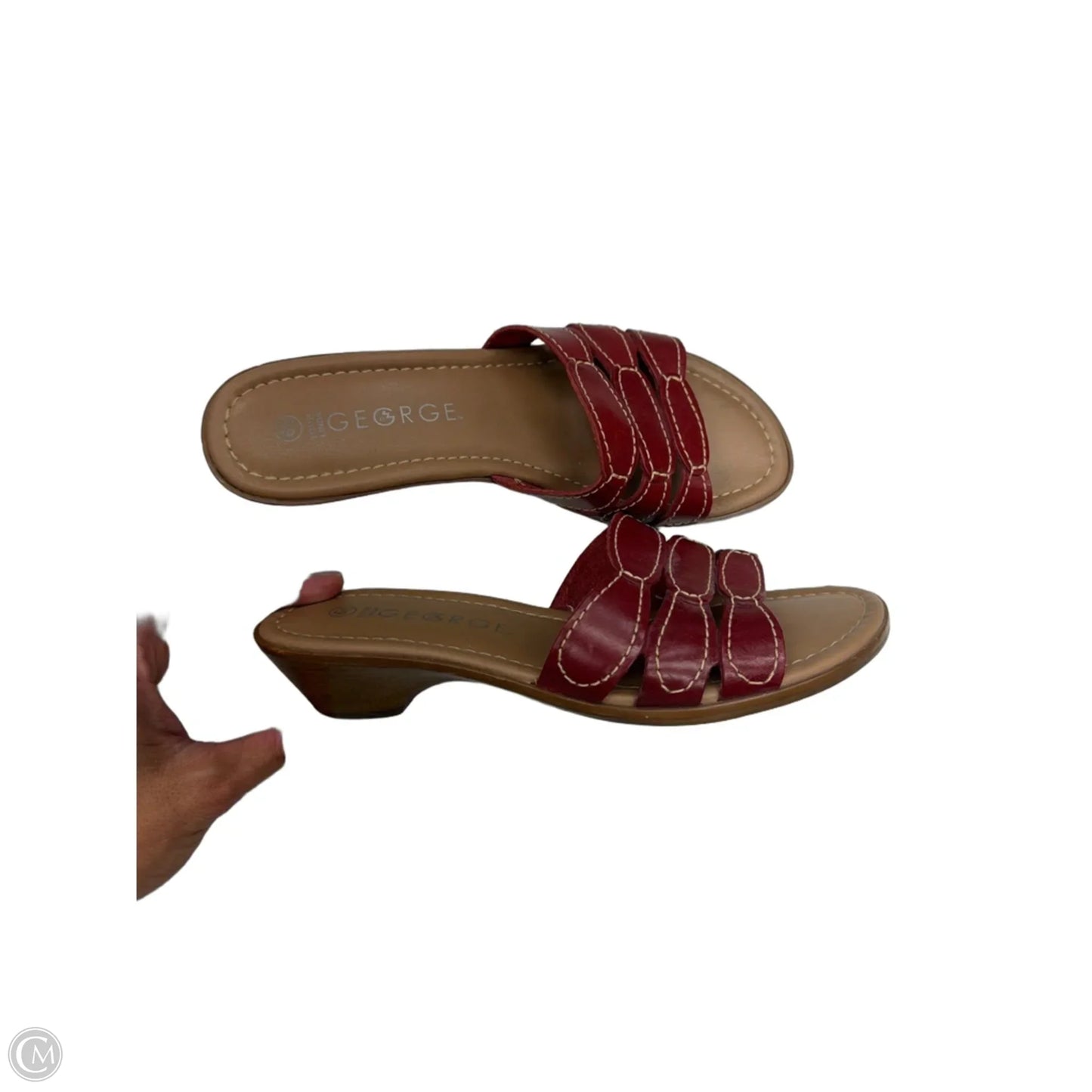 Sandals Heels Block By George In Red, Size: 6.5