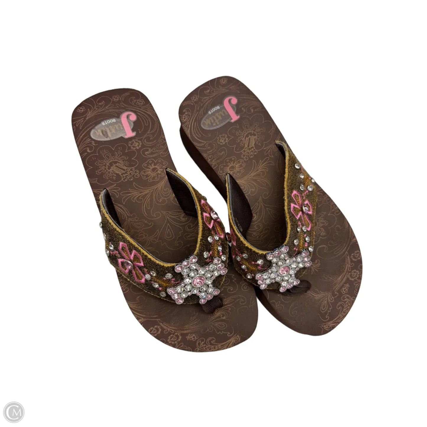 Sandals Flip Flops By Justin In Brown, Size: 6