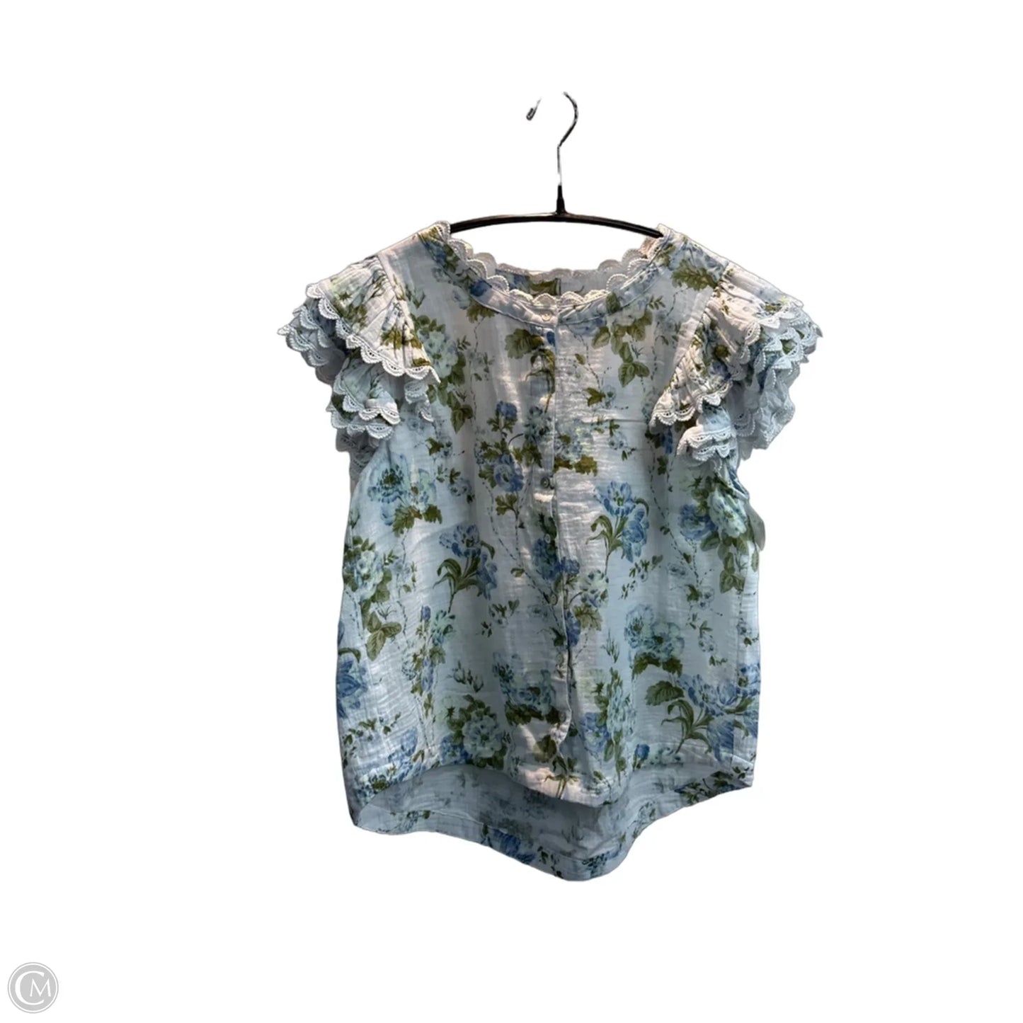 Top Short Sleeve By Laura Ashley In Floral Print, Size: M