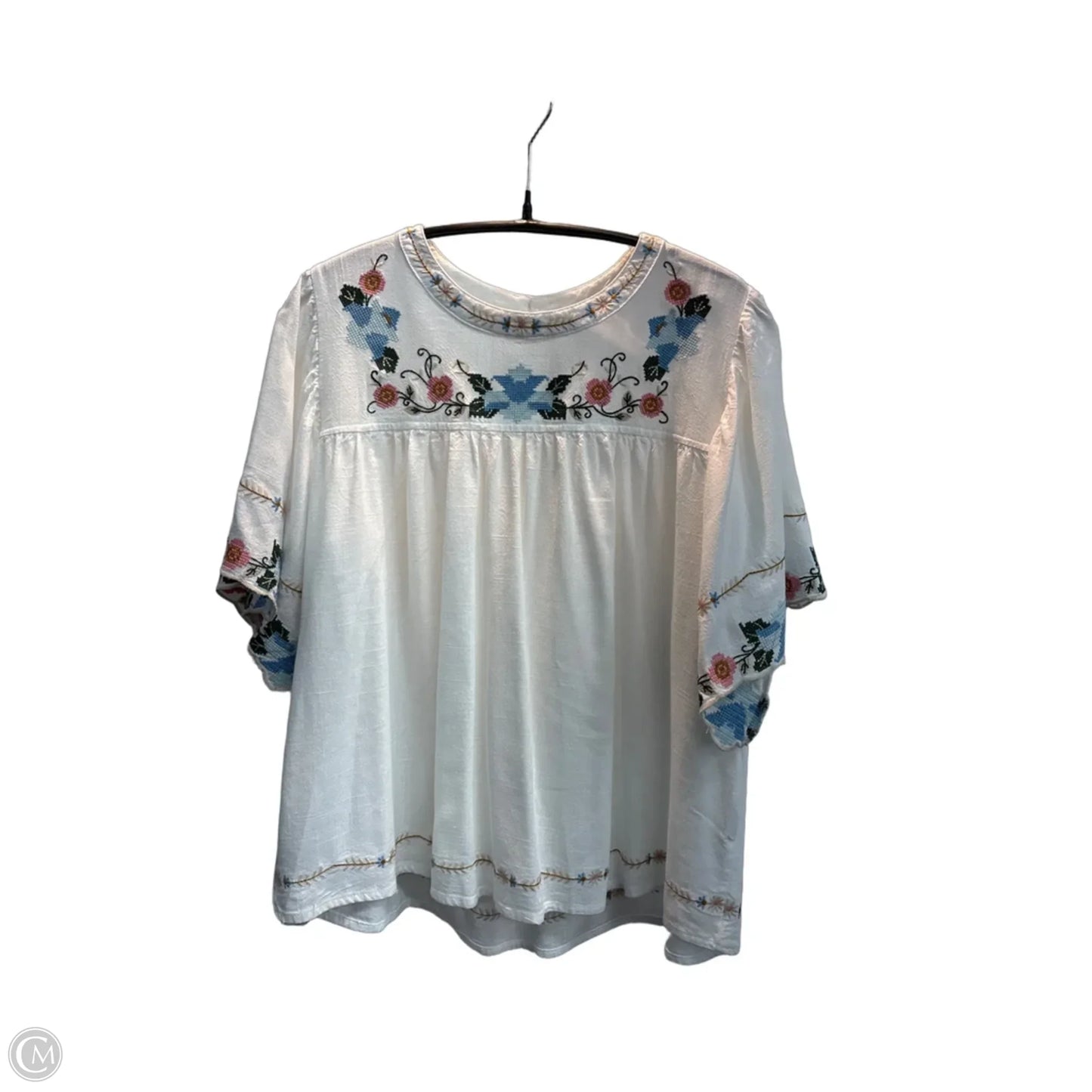 Top Short Sleeve By Solitaire In Floral Print, Size: Xl