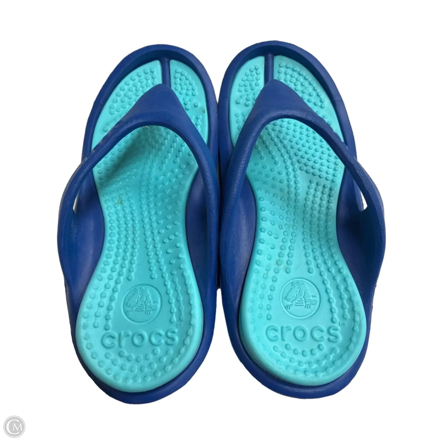 Sandals Flip Flops By Crocs In Blue, Size: 6