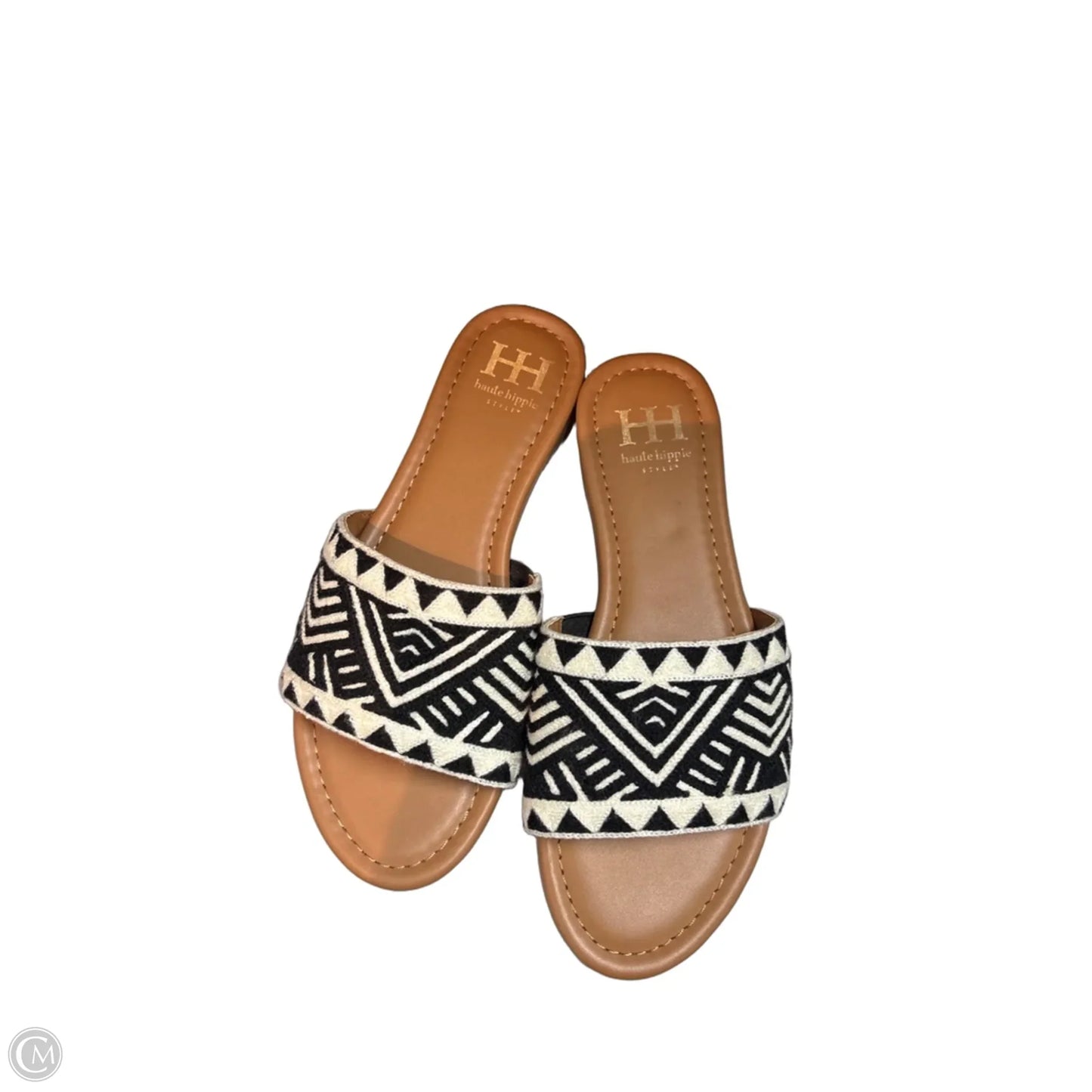 Sandals Flats By Haute Hippie In Black & Cream, Size: 7.5
