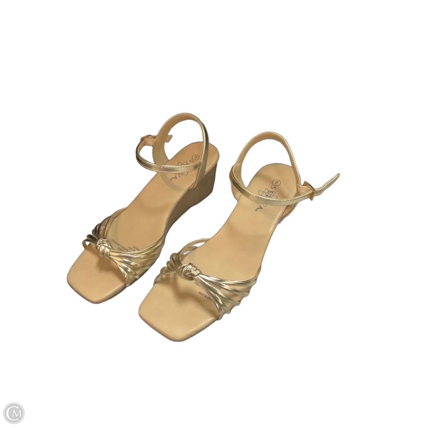 Sandals Heels Wedge By Serra In Gold & Tan, Size: 8