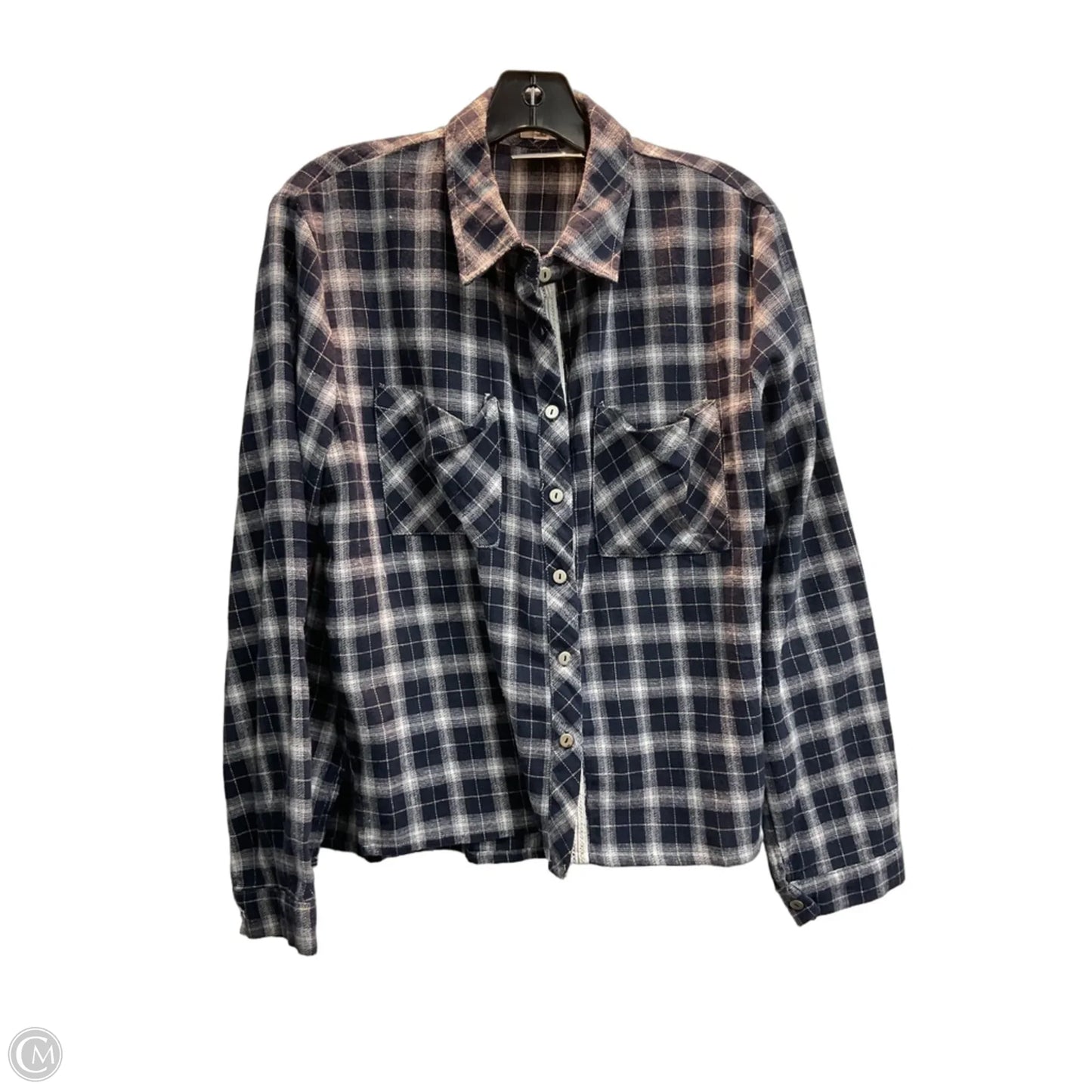 Top Long Sleeve By Pol In Plaid Pattern, Size: S