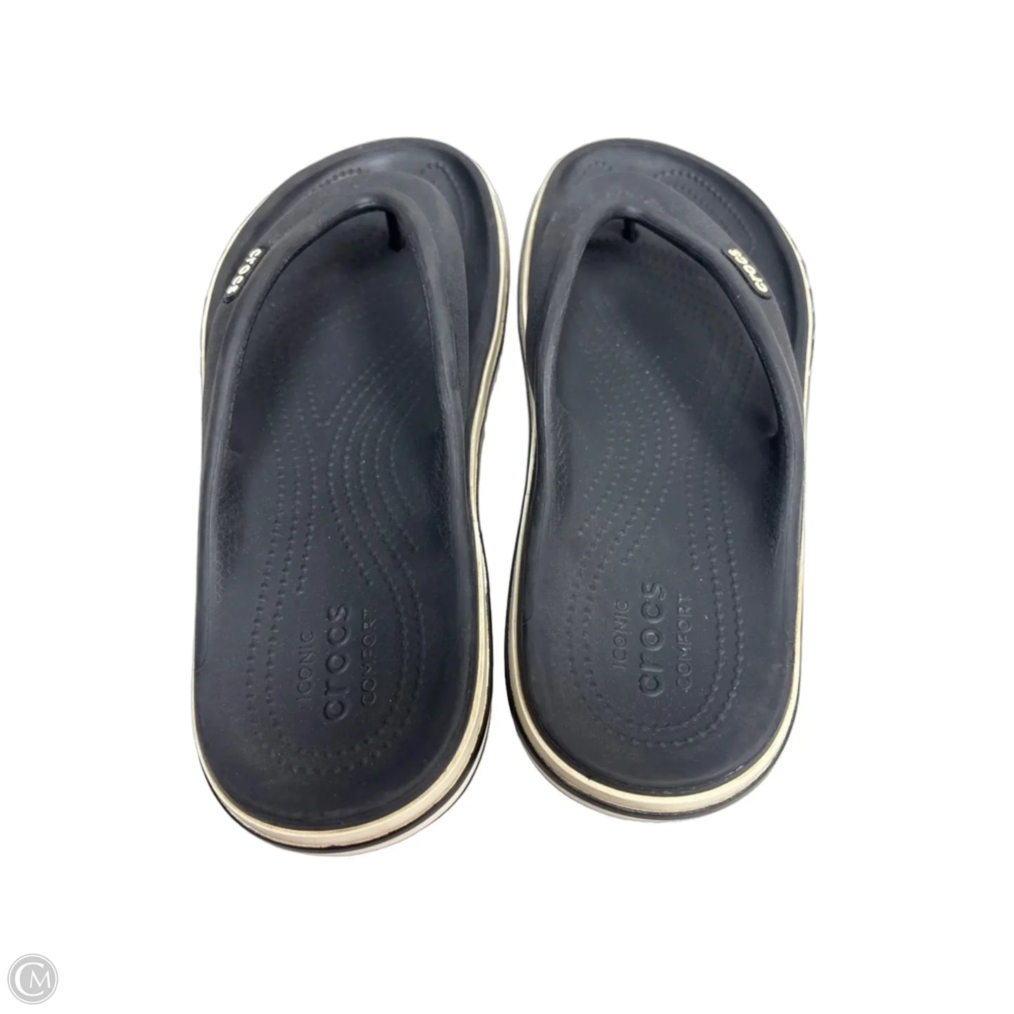 Sandals Flip Flops By Crocs In Black, Size: 7
