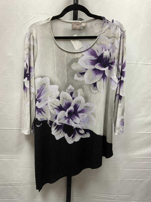 Grey & Purple Top Long Sleeve Chicos, Size L