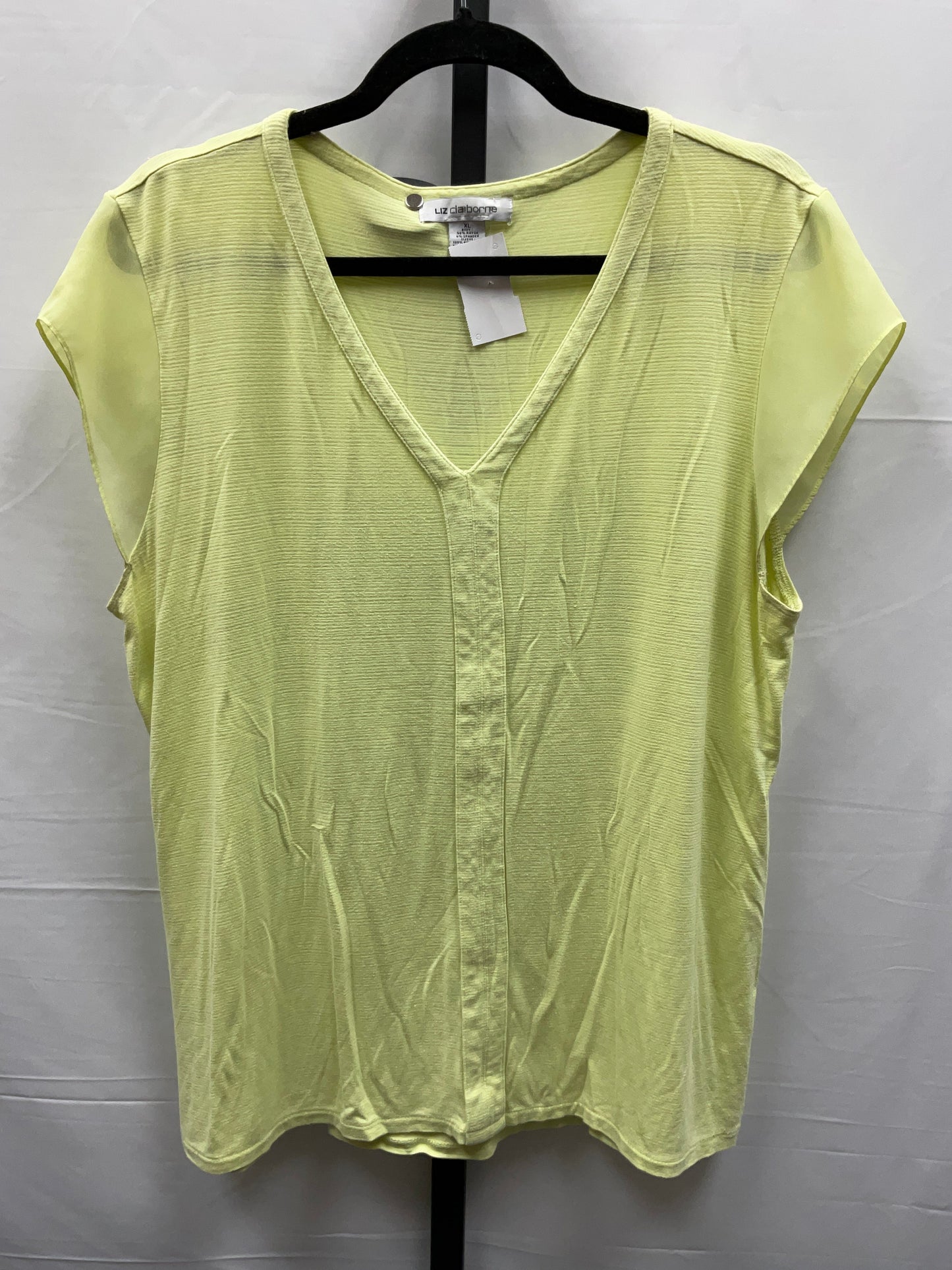 Yellow Top Short Sleeve Liz Claiborne, Size Xl