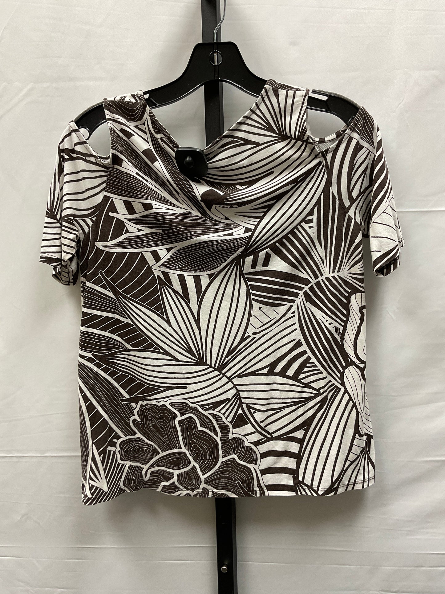 Brown & White Top Short Sleeve Chicos, Size S