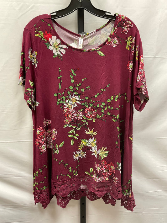 Floral Print Top Short Sleeve Clothes Mentor, Size 2x