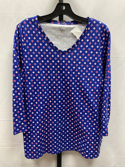 Top Long Sleeve By Kim Rogers In Blue & Pink, Size: M