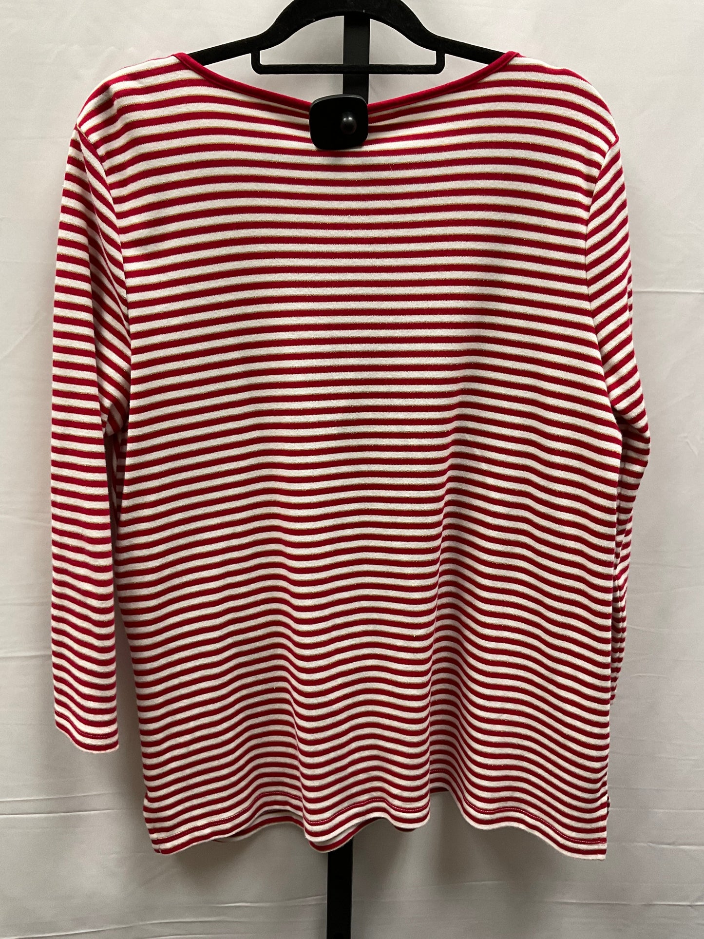 Top Long Sleeve By Kim Rogers In Red & White, Size: L