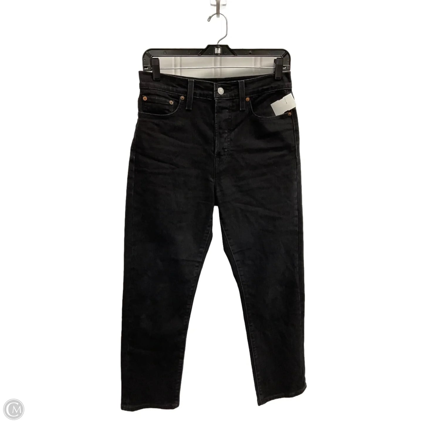 Jeans Straight By Levis In Black Denim, Size: 8