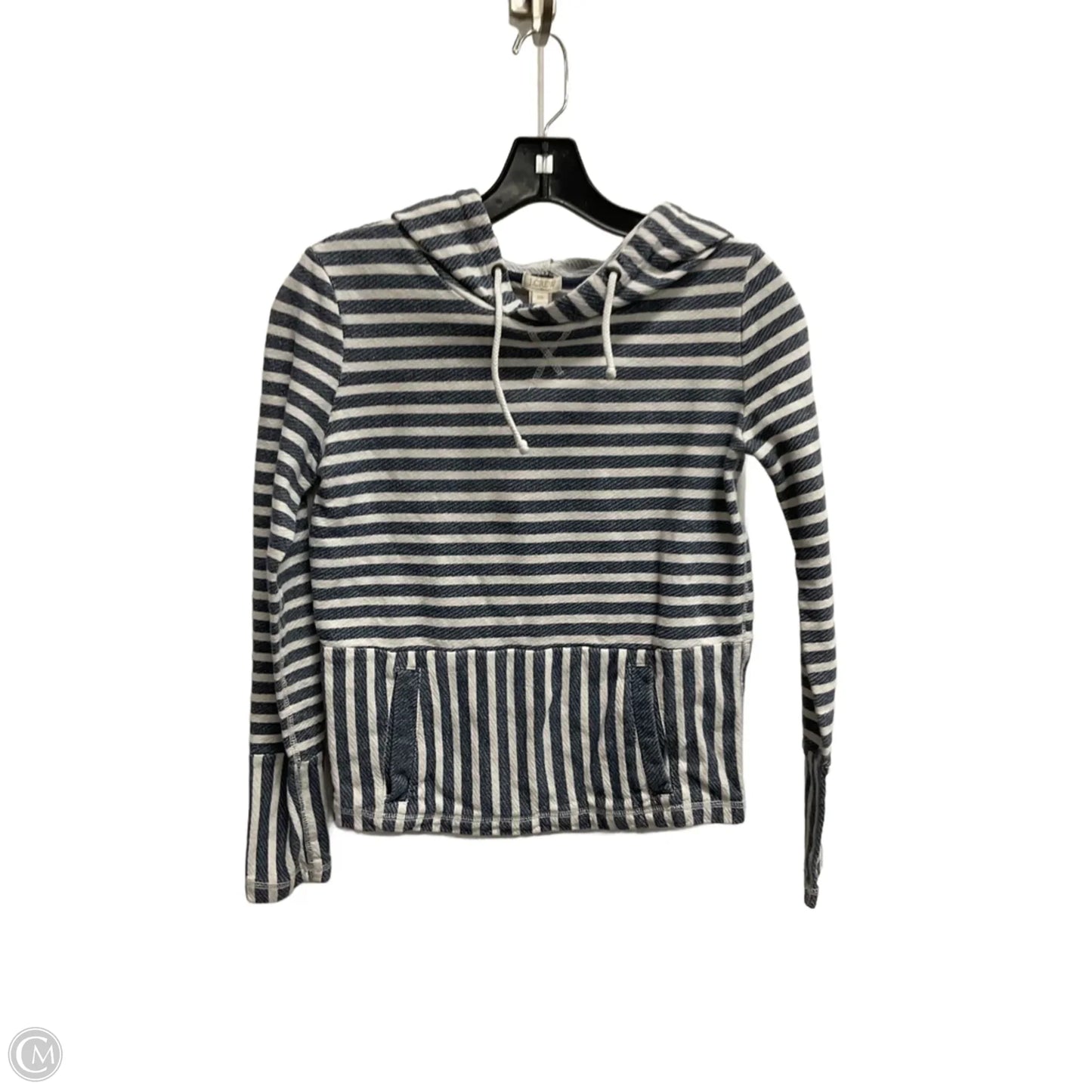Sweatshirt Hoodie By J. Crew In Blue & White, Size: Xxs