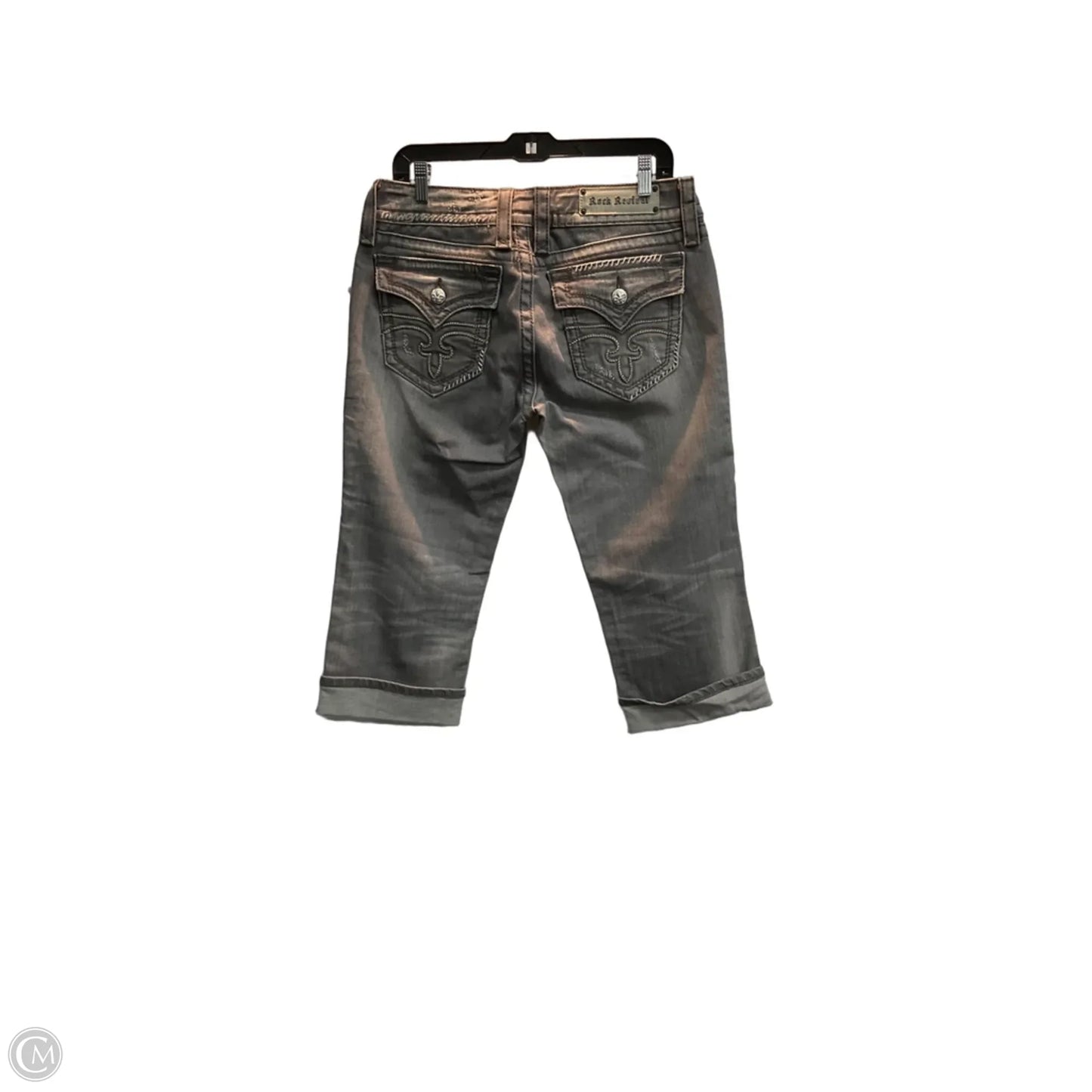 Capris By Rock Revival In Grey Denim, Size: 14
