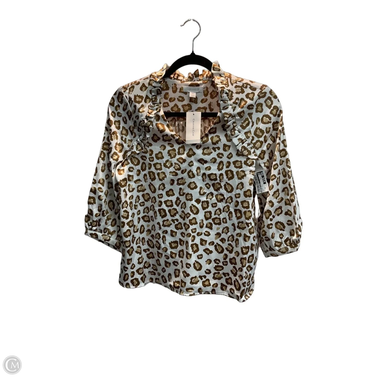 Blouse Long Sleeve By Charter Club In Brown & White, Size: Xs