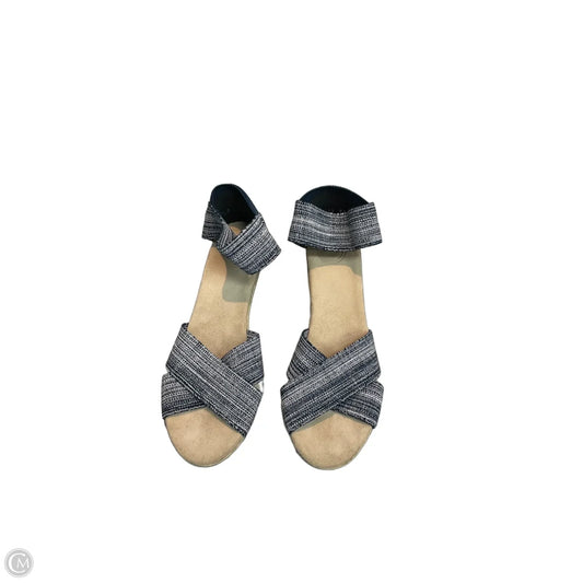 Sandals Heels Wedge By Clothes Mentor In Blue & Cream, Size: 8