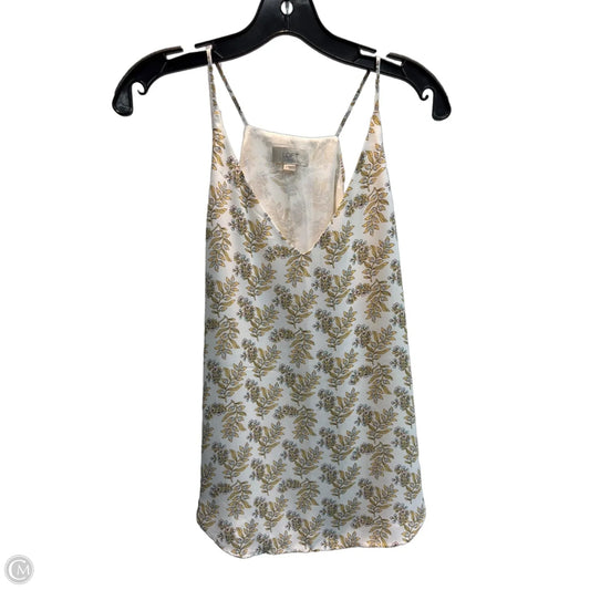 Top Sleeveless By Loft In White & Yellow, Size: S