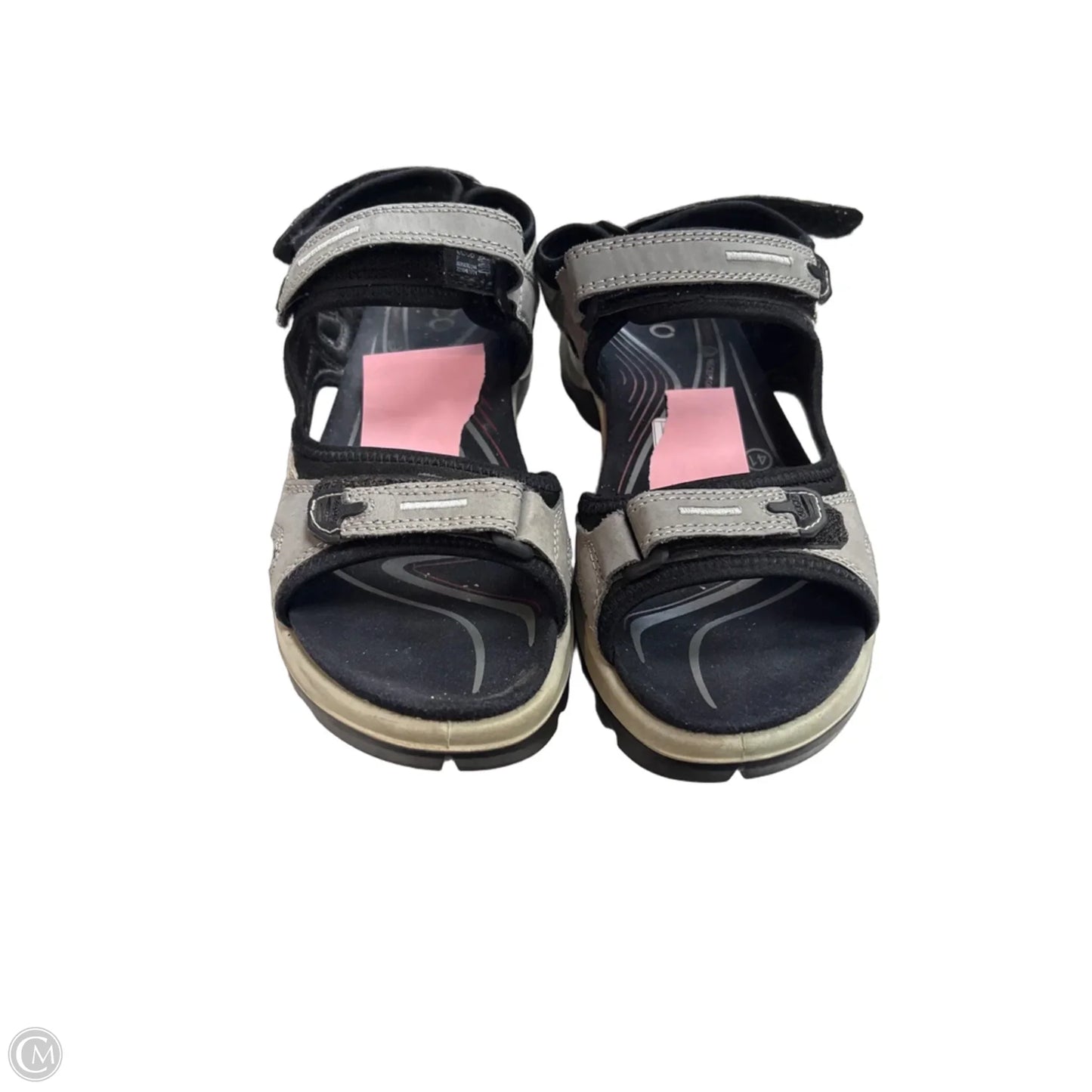 Sandals Flats By Ecco In Black & Grey, Size: 9