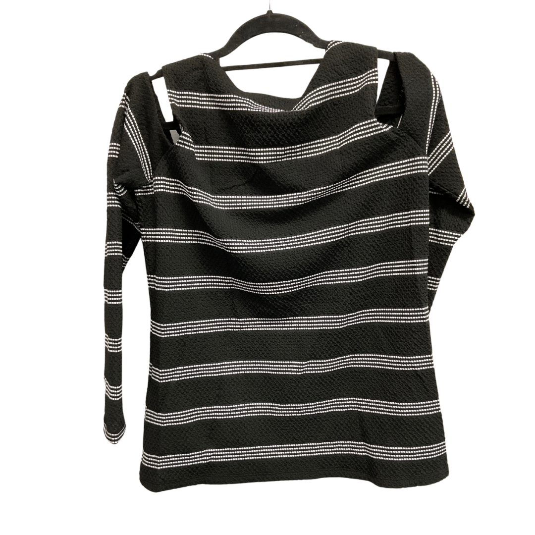 Top Long Sleeve By Calvin Klein In Black & White, Size: M