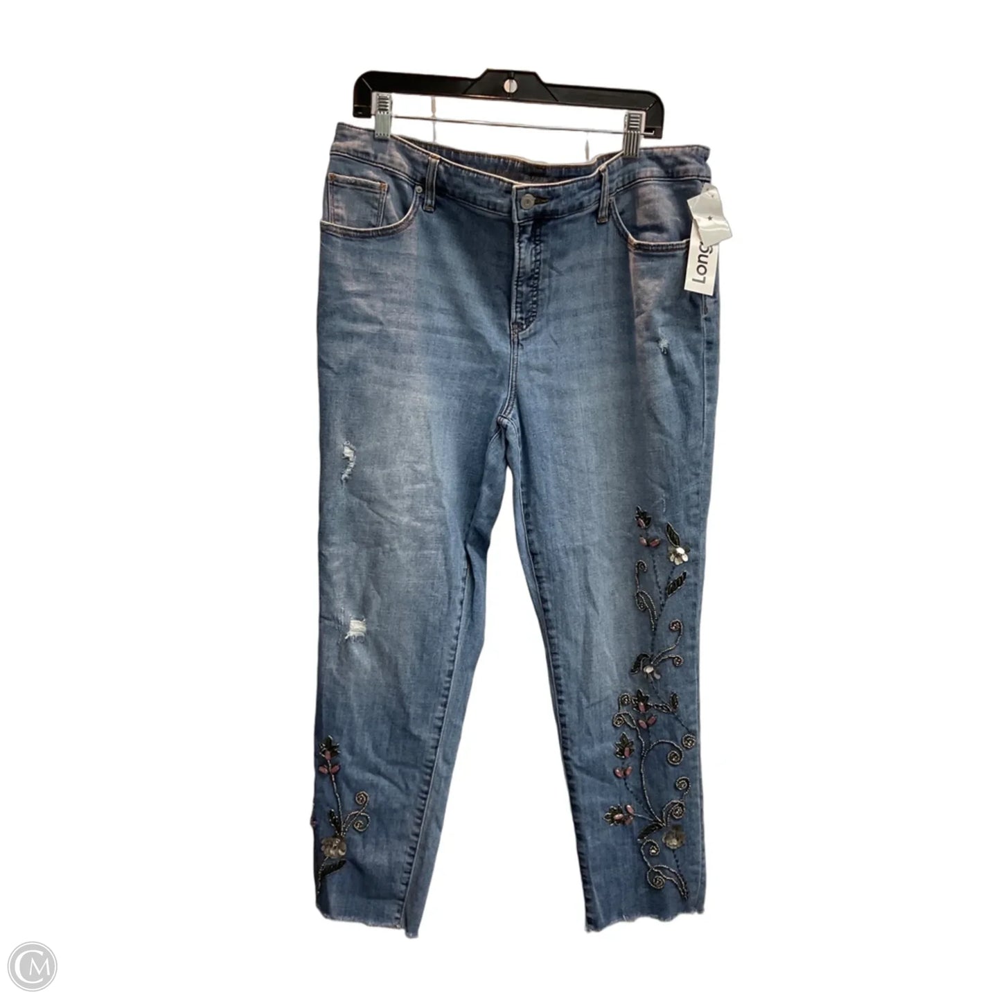 Jeans Cropped By Chicos In Blue Denim, Size: 16l