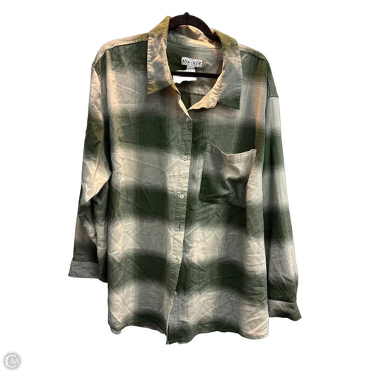Top Long Sleeve By Ava & Viv In Plaid Pattern, Size: 2x