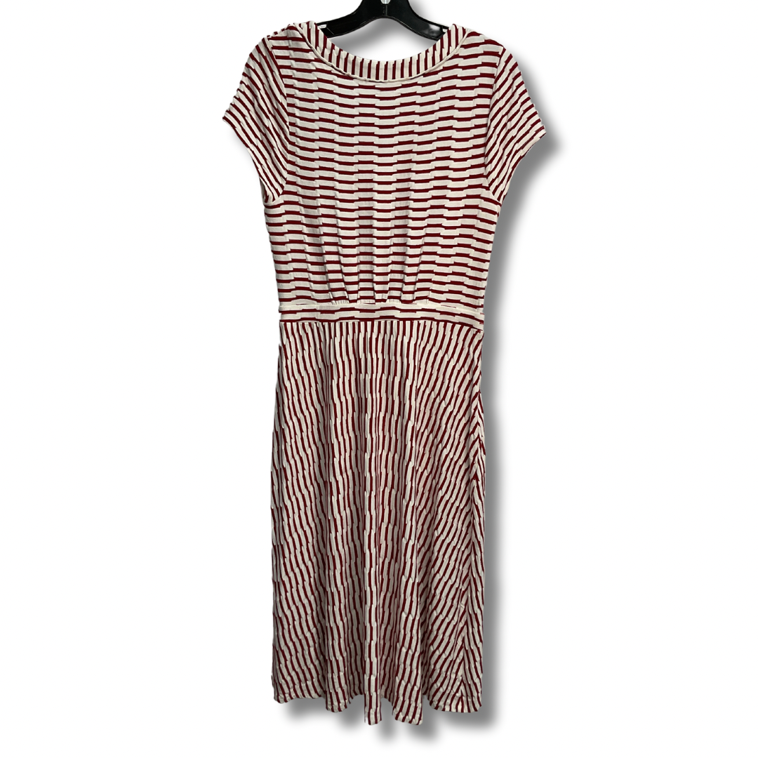 Dress Casual Midi By Anthropologie In Red & White, Size: M