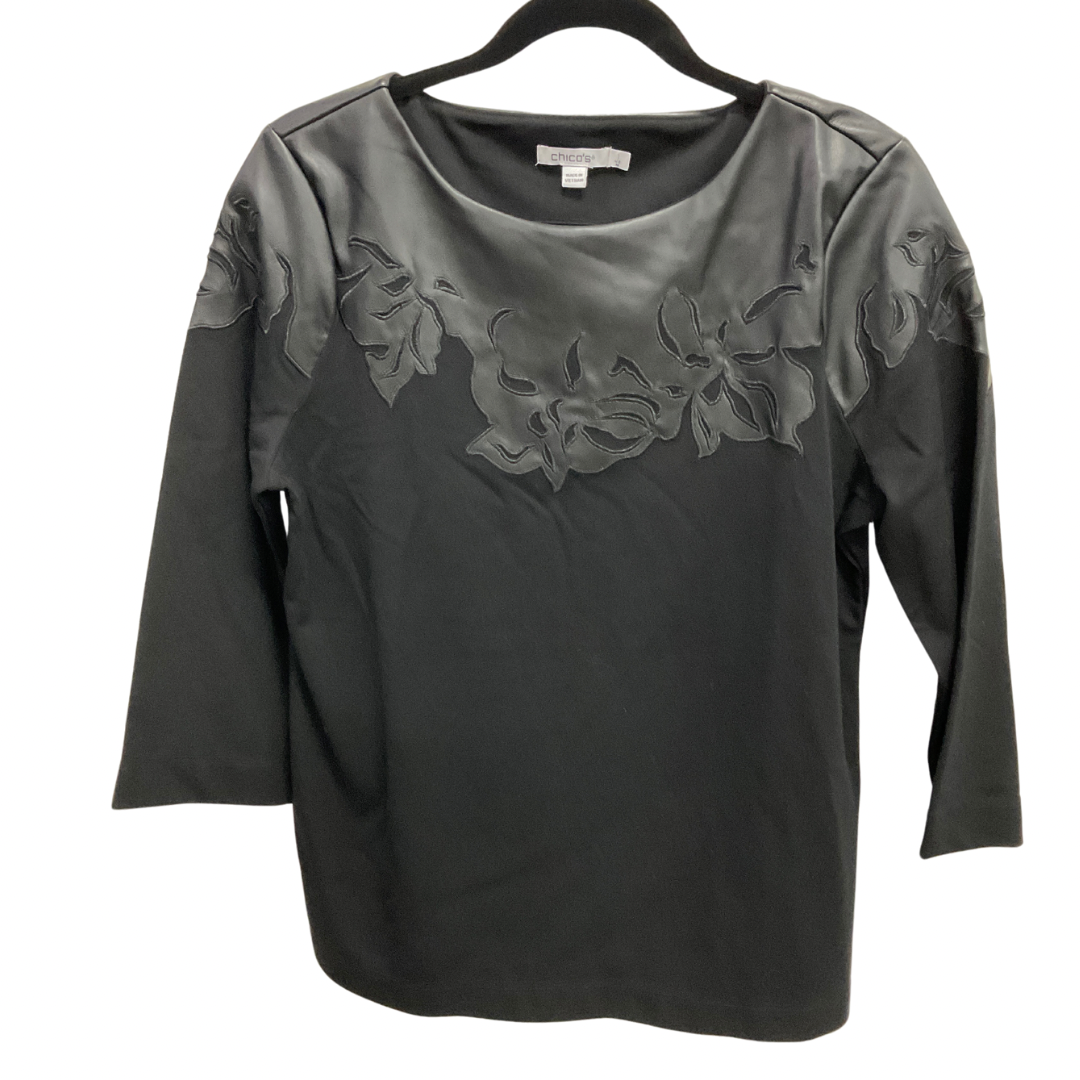 Top 3/4 Sleeve By Chicos In Black, Size: M