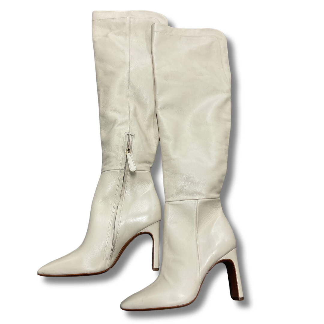 Boots Knee Heels By Bcbgmaxazria In Cream, Size: 5.5