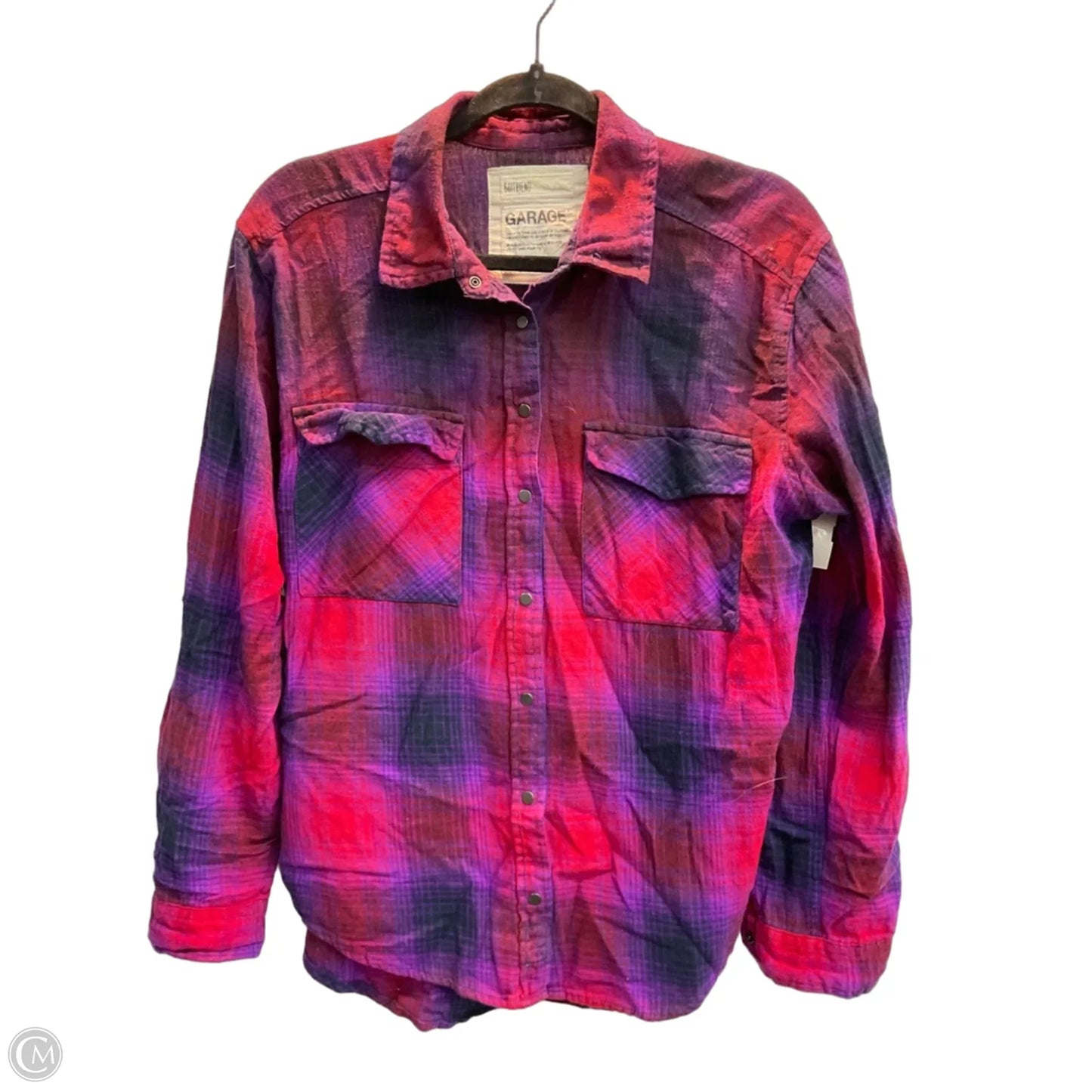 Top Long Sleeve By Garage In Plaid Pattern, Size: M