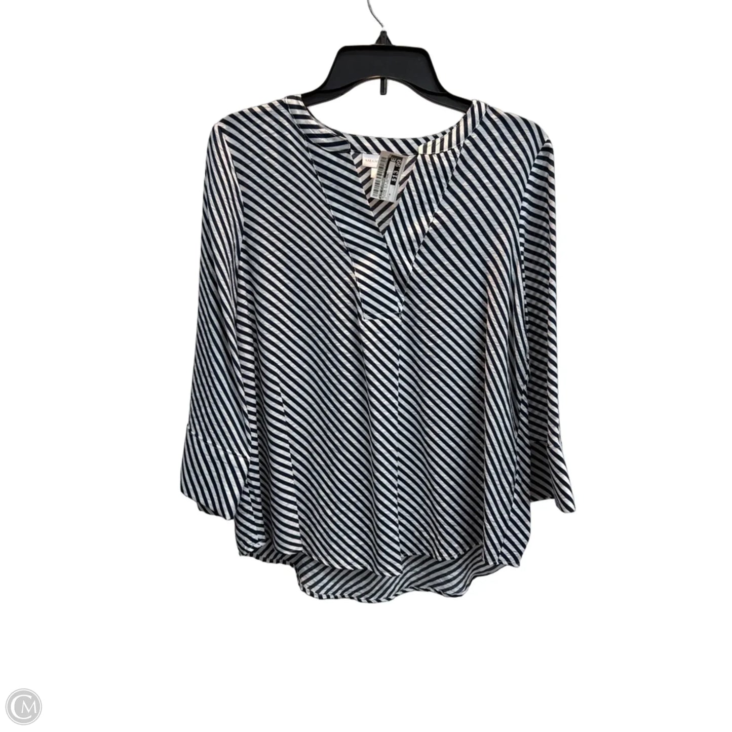 Blouse 3/4 Sleeve By Liz Claiborne In Striped Pattern, Size: M