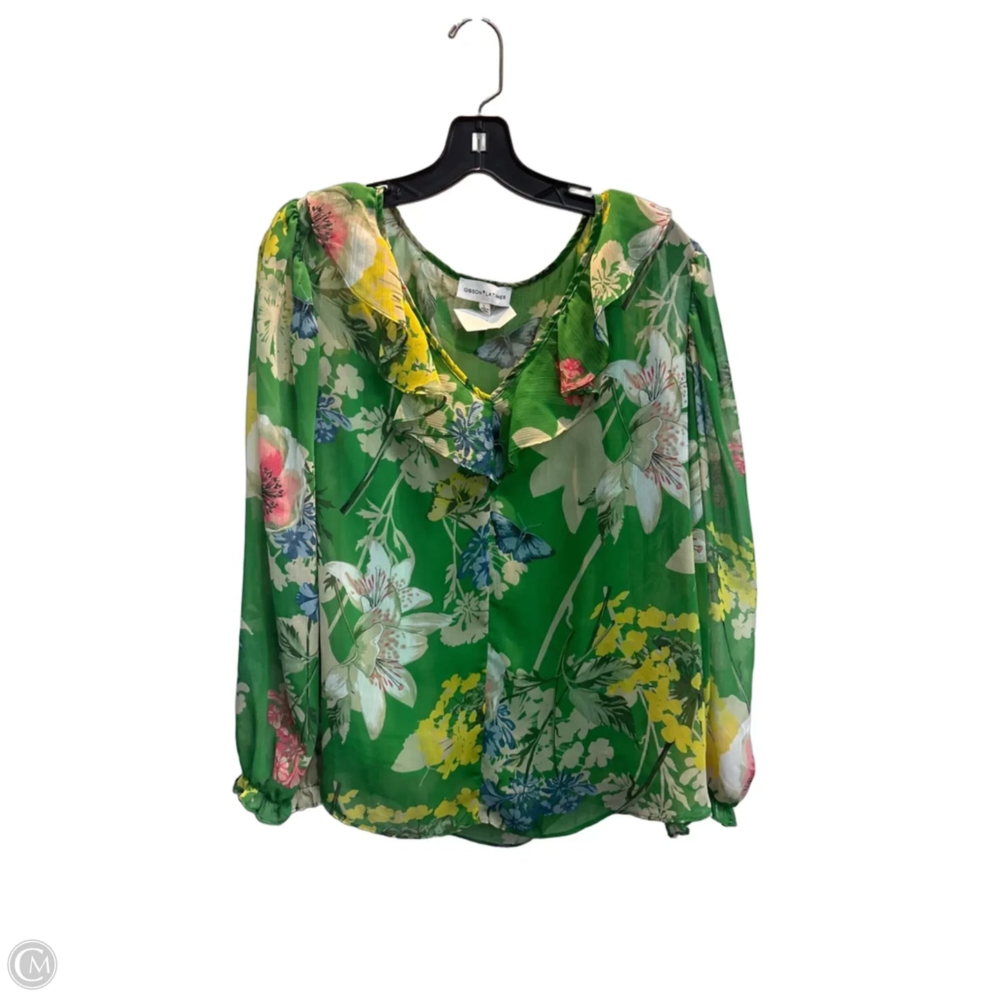 Blouse Long Sleeve By Gibson And Latimer In Floral Print, Size: L