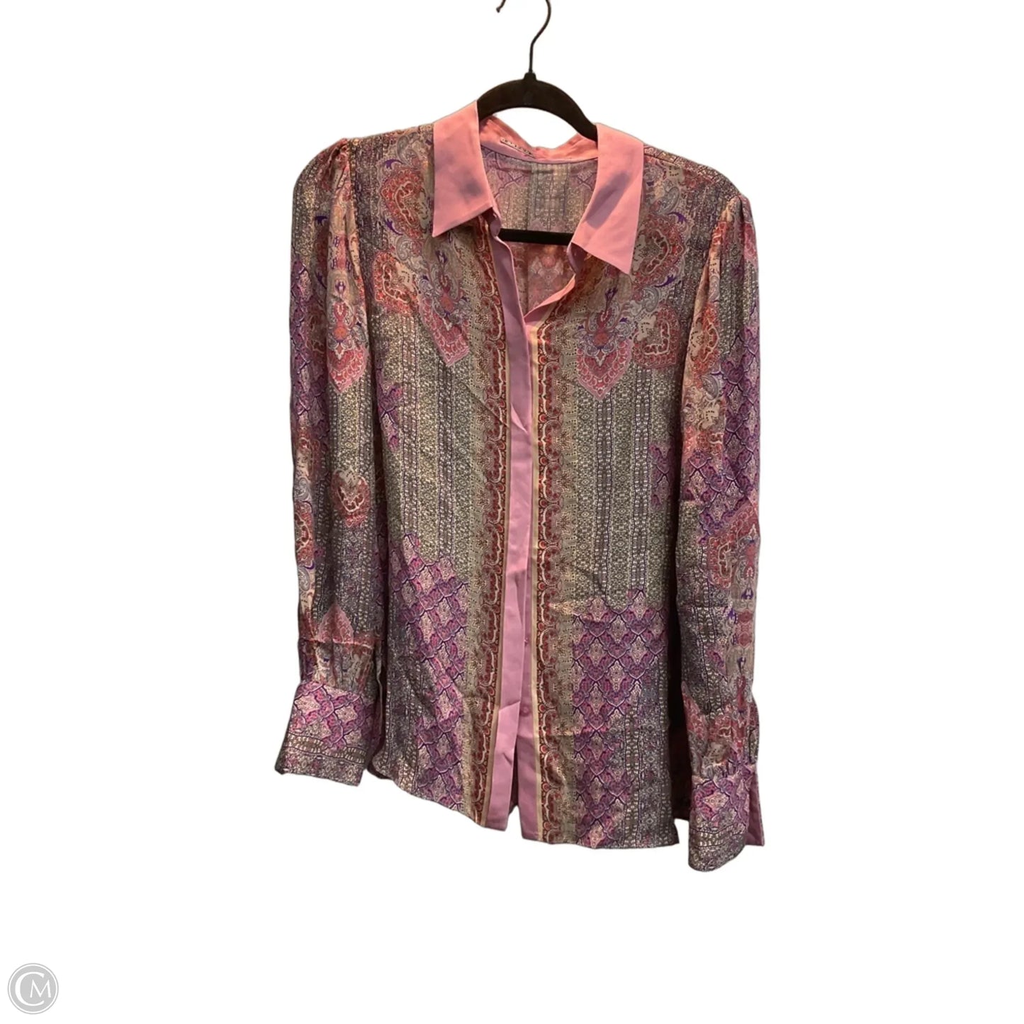 Blouse Long Sleeve By Elie Tahari In Paisley Print, Size: L