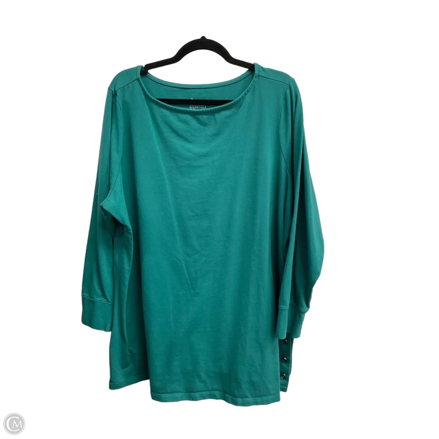 Top 3/4 Sleeve By D&co. In Aqua, Size: 2x