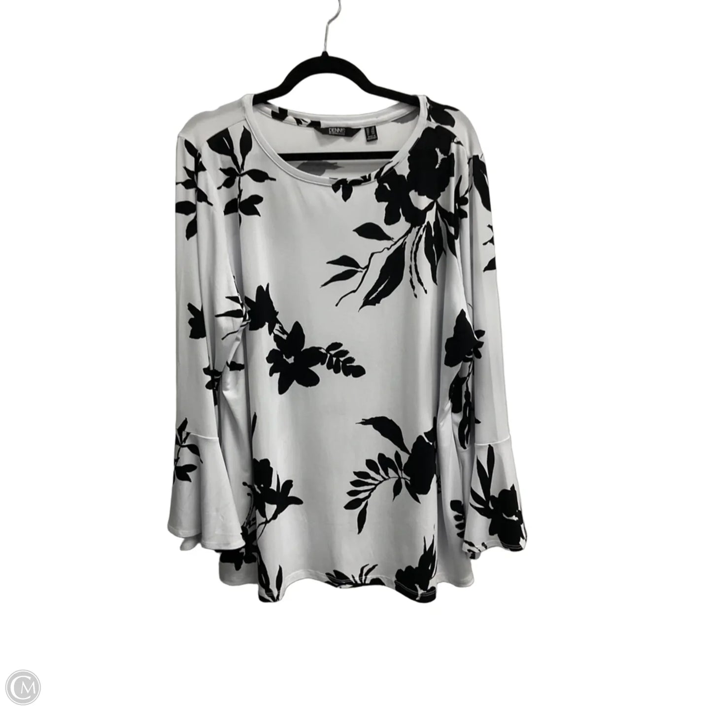 Top 3/4 Sleeve By Dennis Basso Qvc In Floral Print, Size: 2x