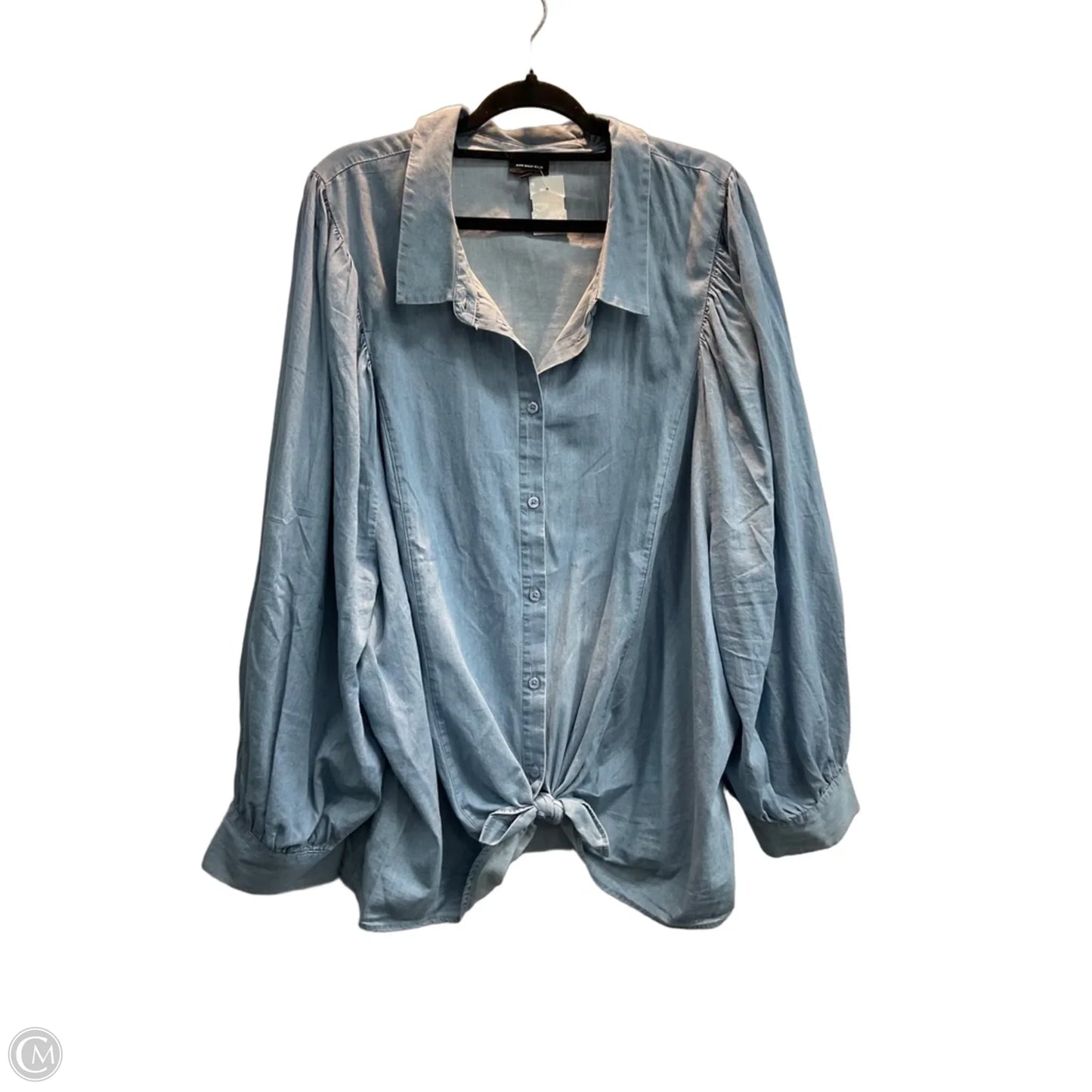 Blouse Long Sleeve By Who What Wear In Blue, Size: 4X