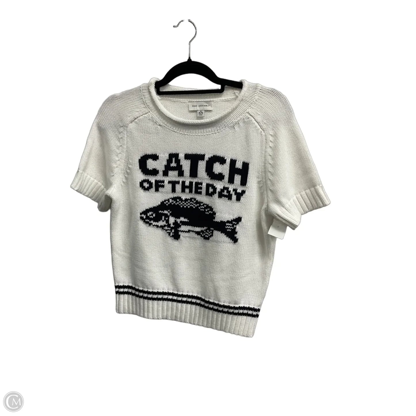 Sweater Short Sleeve By Free Assembly In White, Size: M