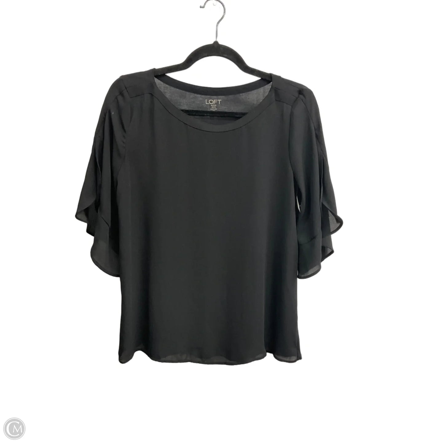 Top Short Sleeve By Loft In Black, Size: S
