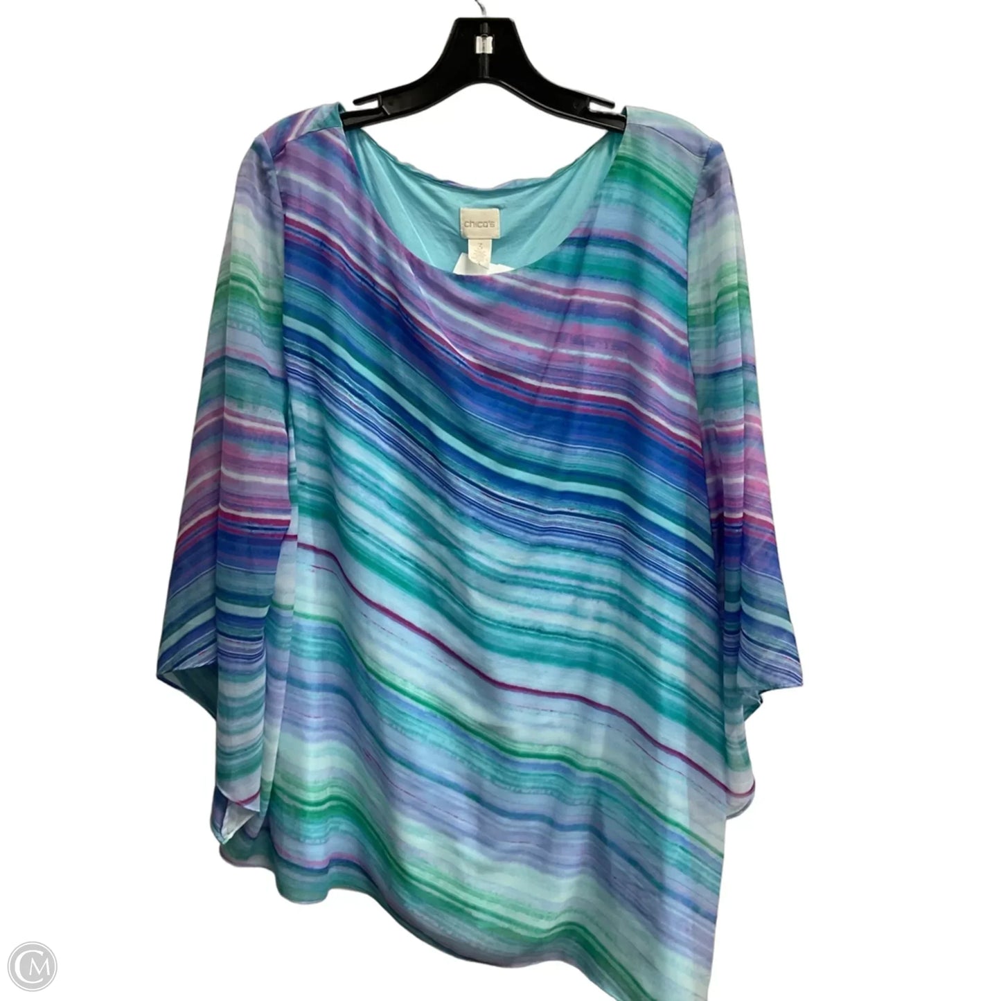 Tunic 3/4 Sleeve By Chicos In Blue, Size: Xxl