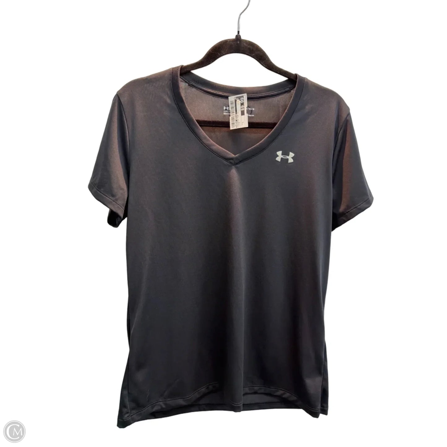 Athletic Top Short Sleeve By Under Armour In Black, Size: L