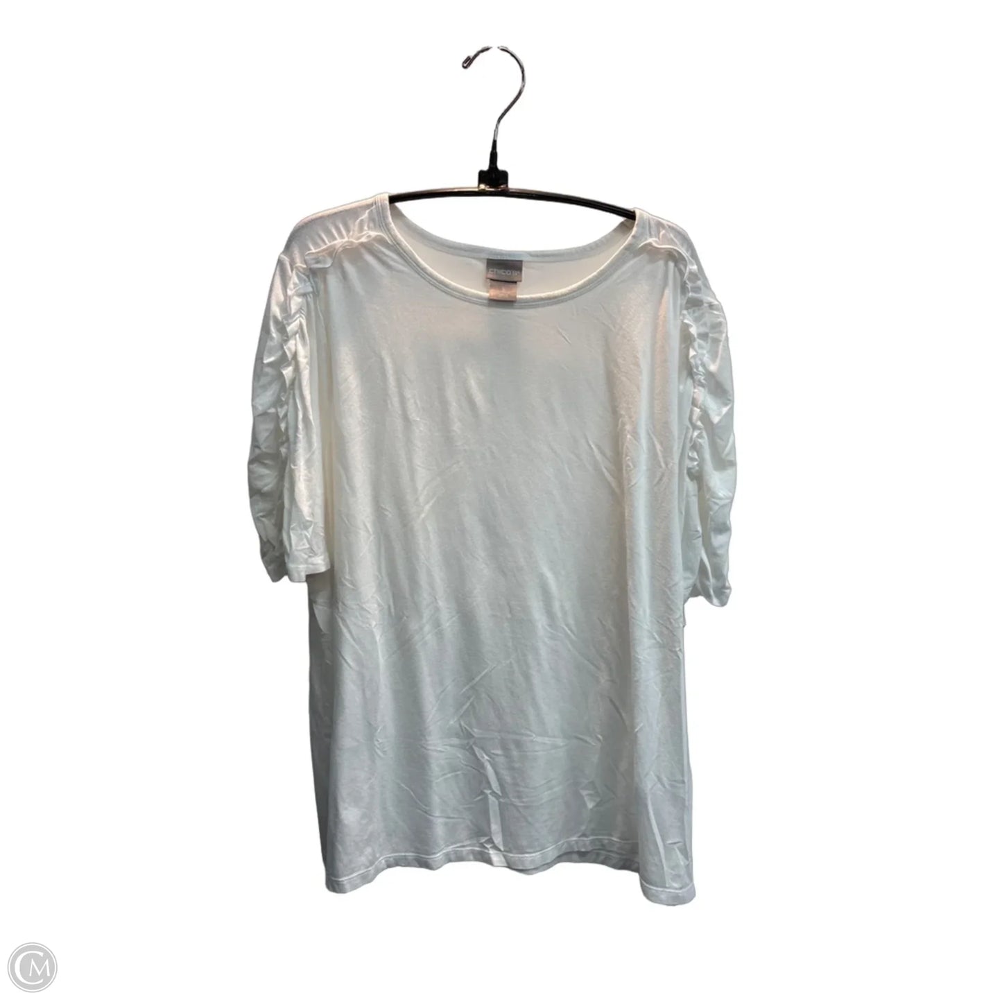 Top Short Sleeve By Chicos In White, Size: Xl