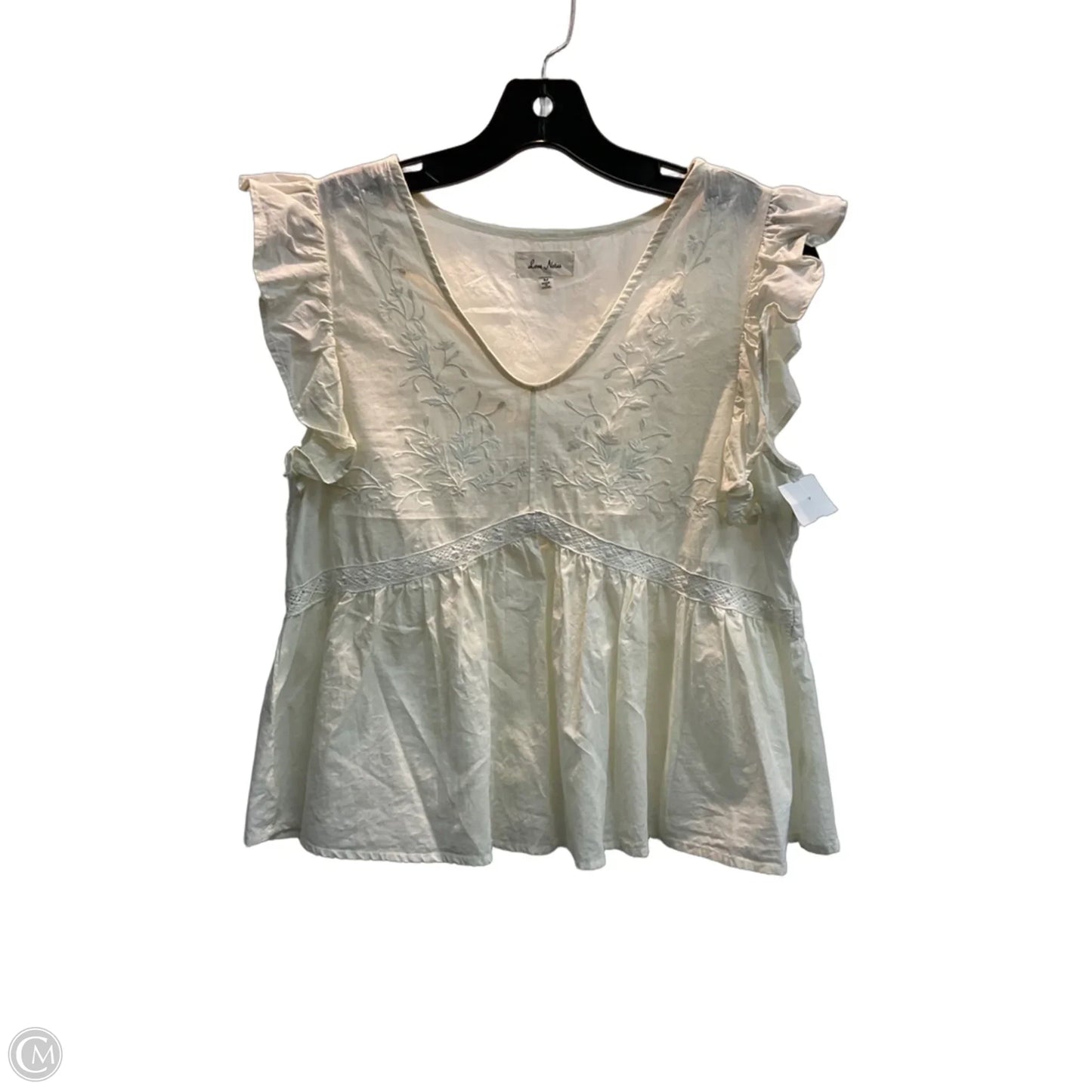 Top Short Sleeve By Love Notes In Cream, Size: M